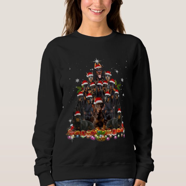 Doberman Pinscher Christmas Tree Dog Santa Xmas Pa Sweatshirt (Vorderseite)