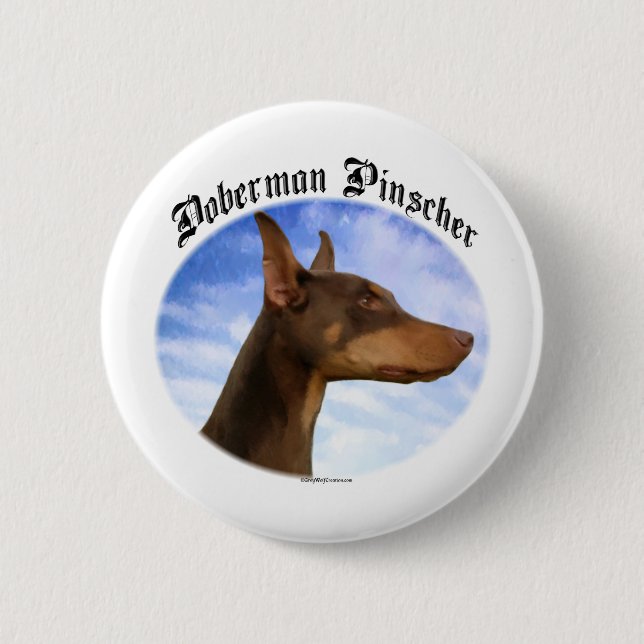 Doberman Pinscher Clouds - Schaltfläche Button (Vorderseite)