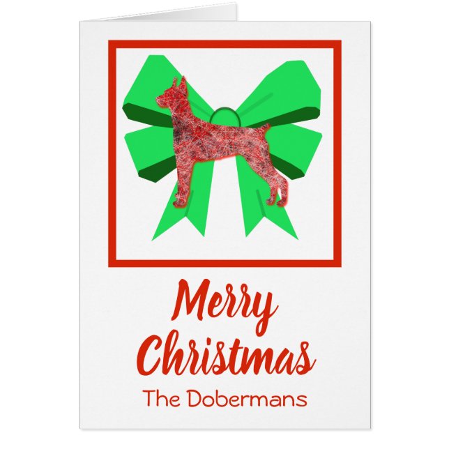 Doberman Pinscher Cute Christmas Dog & Bow Card (Devant)