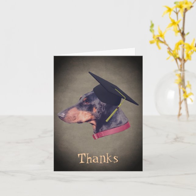 Doberman Pinscher Dans La Carte de remerciements D (Fleur jaune)