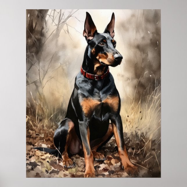 Doberman Pinscher Dog Art Print Poster (Vorne)