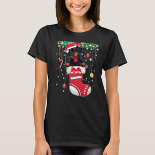 Doberman Pinscher Dog Christmas Dog Weihnachtsmann T-Shirt