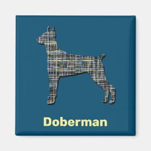 Doberman Pinscher Dog Gelb- und Schwarz-Gitter-Lin Magnet