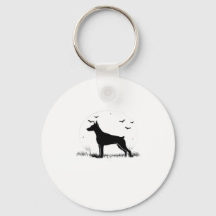 Doberman Pinscher Dog � Halloween Moon Silhouette Schlüsselanhänger