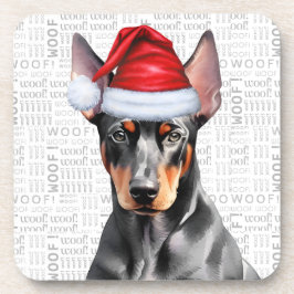 Doberman Pinscher Dog in a Santa Hat Holiday Getränkeuntersetzer