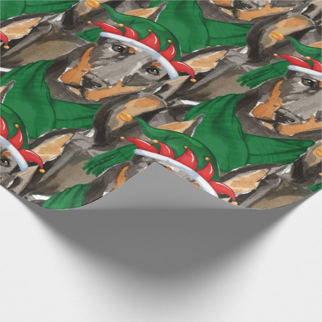 Doberman Pinscher Dog Lover Gemustert Weihnachten Geschenkpapier (Ecke)