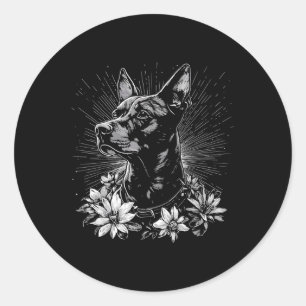 Doberman Pinscher Dog Lover Retro Style Tattoo Runder Aufkleber