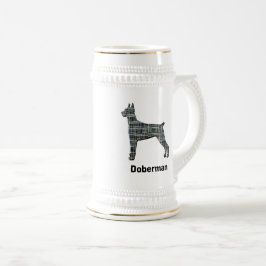 Doberman Pinscher Dog Niedlich Silhouette Grid Bierglas