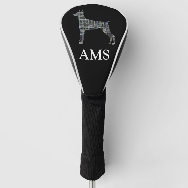 Doberman Pinscher Dog Niedliche Silhouette Y&B Gri Golf Headcover (Vorderseite)