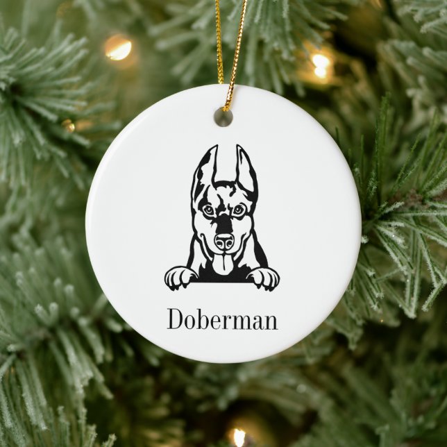 Doberman Pinscher dog Personalisiert Pet Ornament, Keramik Ornament (Baum)