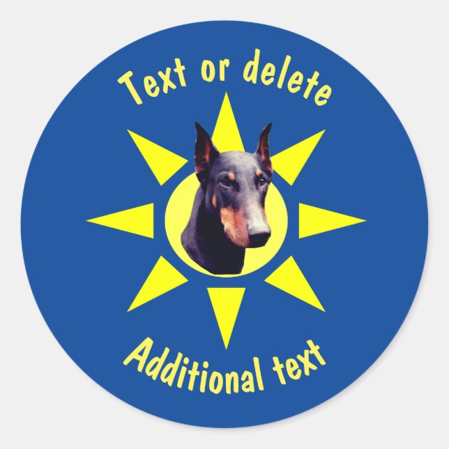 Doberman Pinscher Dog Personalisiert Runder Aufkleber (Vorderseite)