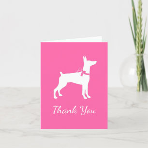 Doberman Pinscher Dog Pink Girl Merci Cartes