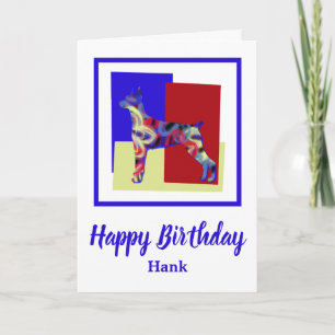 Doberman Pinscher Dog Red Blue Yellow Birthday Karte