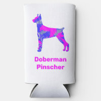Doberman Pinscher Dog Silhouette Hot Pink & Blue
