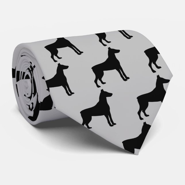 Doberman Pinscher Dog Silhouette Krawatte (Gerollt)