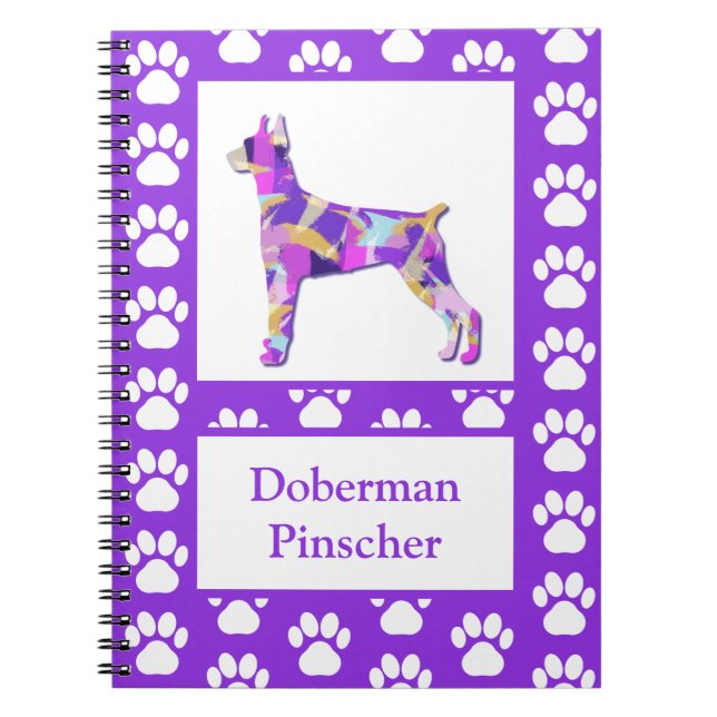 Doberman Pinscher Dog Silhouette Lila PY&B Notizblock (Vorderseite)