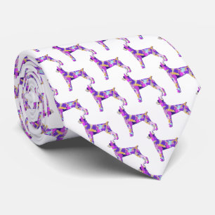 Doberman Pinscher Dog Silhouette Lila White Neck Krawatte