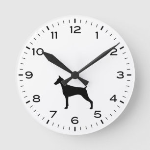 Doberman Pinscher Dog Silhouette Runde Wanduhr