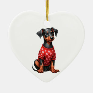 Doberman Pinscher Dog Valentine Ornement personnal