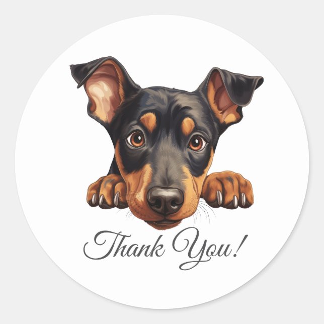 Doberman Pinscher Dog Vielen Dank Runder Aufkleber (Vorderseite)