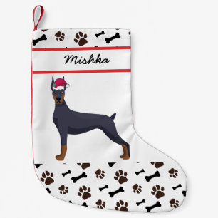 Doberman Pinscher Dog Weihnachten, Name des benutz Kleiner Weihnachtsstrumpf