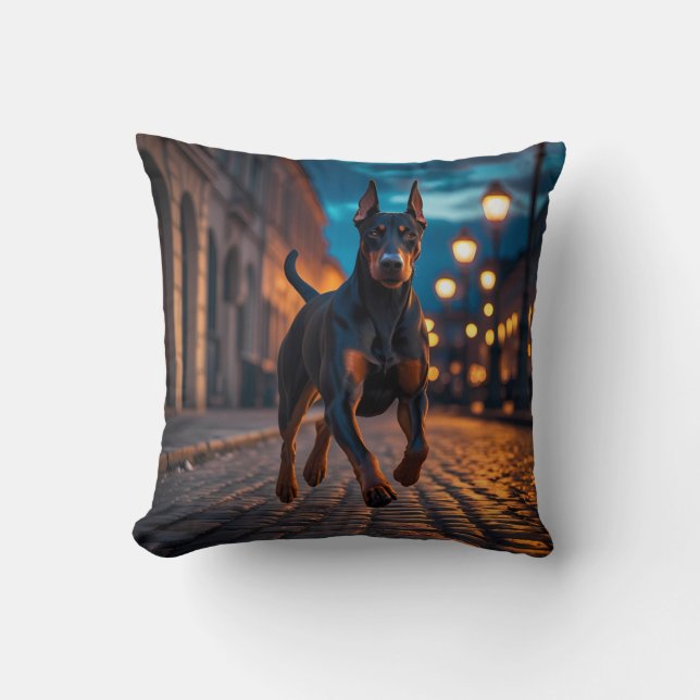 Doberman Pinscher Elegant Throw Pillow Kissen (Vorderseite)