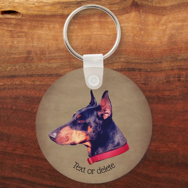 Doberman Pinscher Face Dog Personalisiert Schlüsselanhänger (Vorderseite)