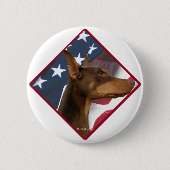 Doberman Pinscher Flag 2 Button (Vorderseite)