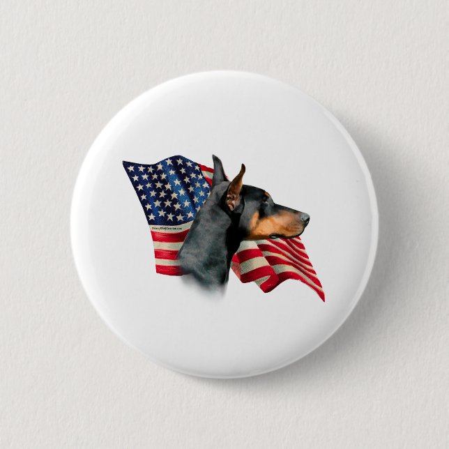 Doberman Pinscher Flag Button (Vorderseite)