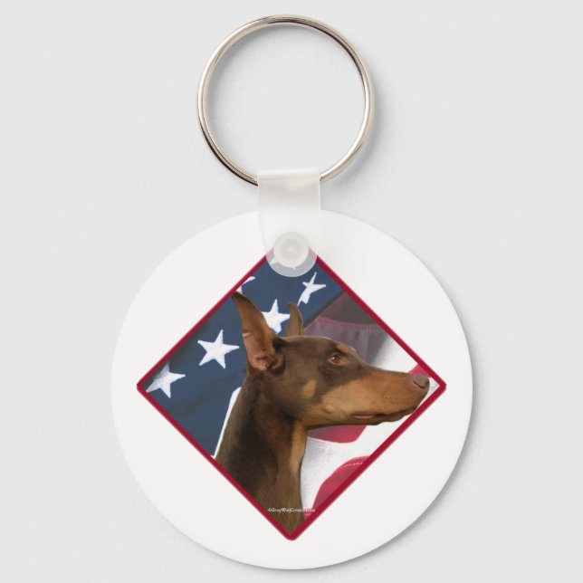 Doberman Pinscher Flag Schlüsselanhänger (Vorderseite)