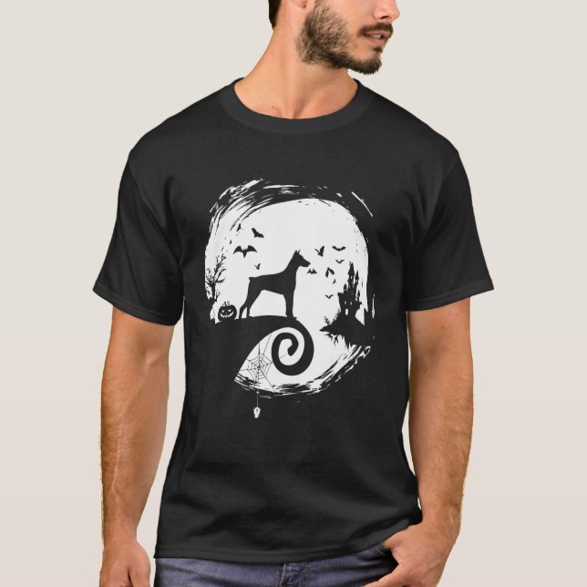 Doberman Pinscher Halloween Costume Moon Silhouett T-Shirt (Vorderseite)