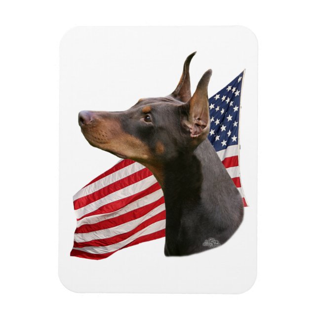 Doberman Pinscher head-red Magnet (Vertikal)