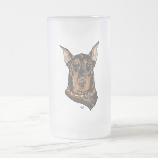 Doberman Pinscher Head Study Mattglas Bierglas (Mittel)