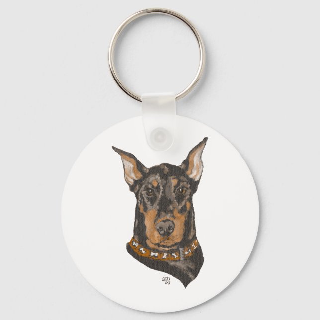 Doberman Pinscher Head Study Schlüsselanhänger (Vorderseite)