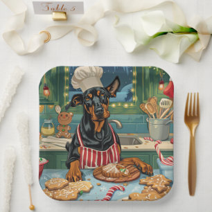 Doberman Pinscher Holiday Baking Feierliche Weihna Pappteller