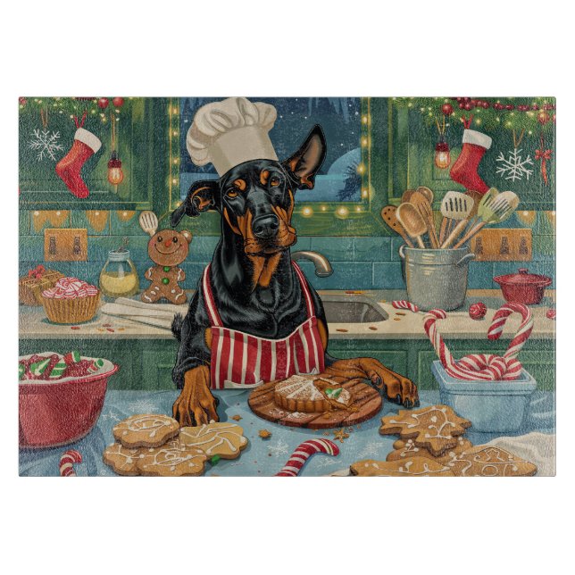 Doberman Pinscher Holiday Baking Feierliche Weihna Schneidebrett (Vorderseite)