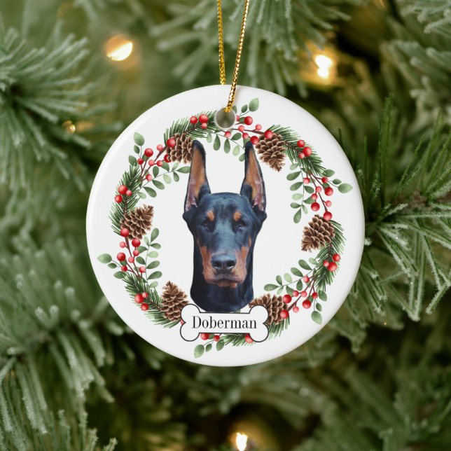 Doberman Pinscher Hund Personalisierte Haustiere O Keramik Ornament (Baum)