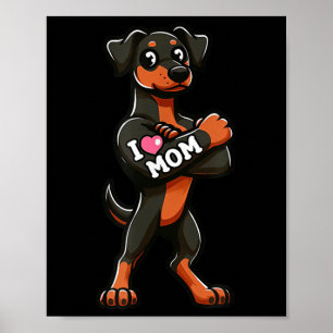 Doberman Pinscher I Liebe Mama Funny Dog Tattoo Poster