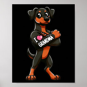 Doberman Pinscher I Liebe Oma Funny Dog Tattoo Poster
