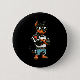 Doberman Pinscher I Liebe Vater Funny Dog Tattoo Button