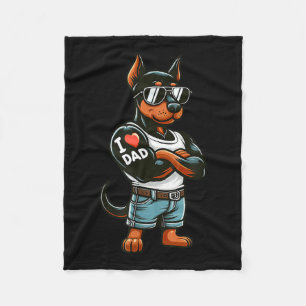 Doberman Pinscher I Liebe Vater Funny Dog Tattoo Fleecedecke