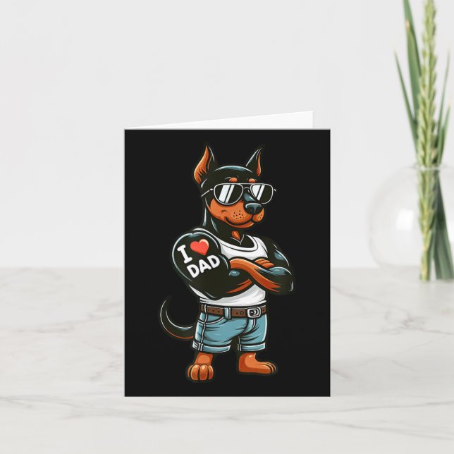 Doberman Pinscher I Liebe Vater Funny Dog Tattoo Karte (Vorderseite)