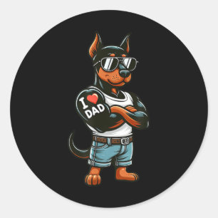 Doberman Pinscher I Liebe Vater Funny Dog Tattoo Runder Aufkleber