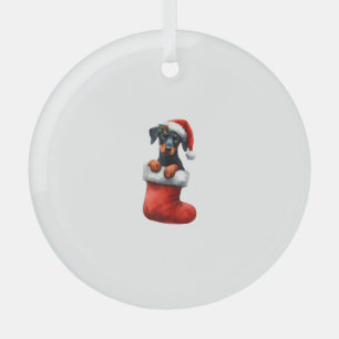 Doberman Pinscher in Sock Weihnachten Weihnachtsma Ornament Aus Glas