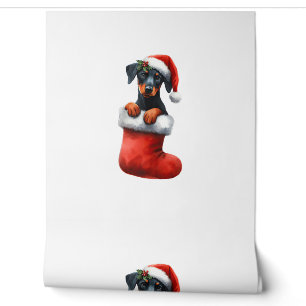 Doberman Pinscher in Sock Weihnachten Weihnachtsma Tapete