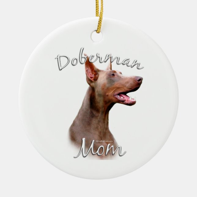 Doberman Pinscher (Isabella) Mama 2 Keramik Ornament (Vorne)