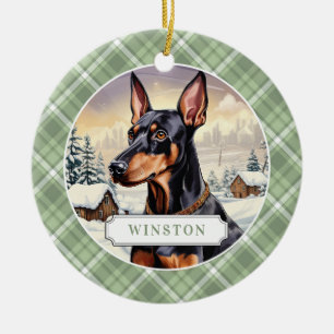 Doberman Pinscher Keramik Circle Ornament