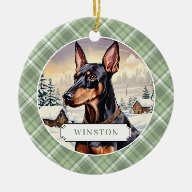 Doberman Pinscher Keramik Circle Ornament (Vorne)