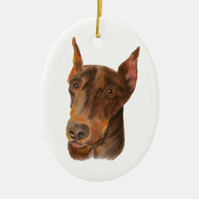 Doberman Pinscher Keramik Ornament (Vorne)