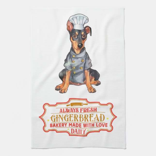 Doberman Pinscher Koch Baking Gingerbrot Geschirrtuch (Vertikal)